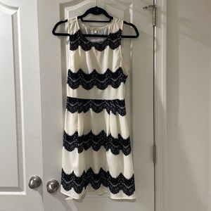 Racerback Dress- Off white with black velvet lace detail.